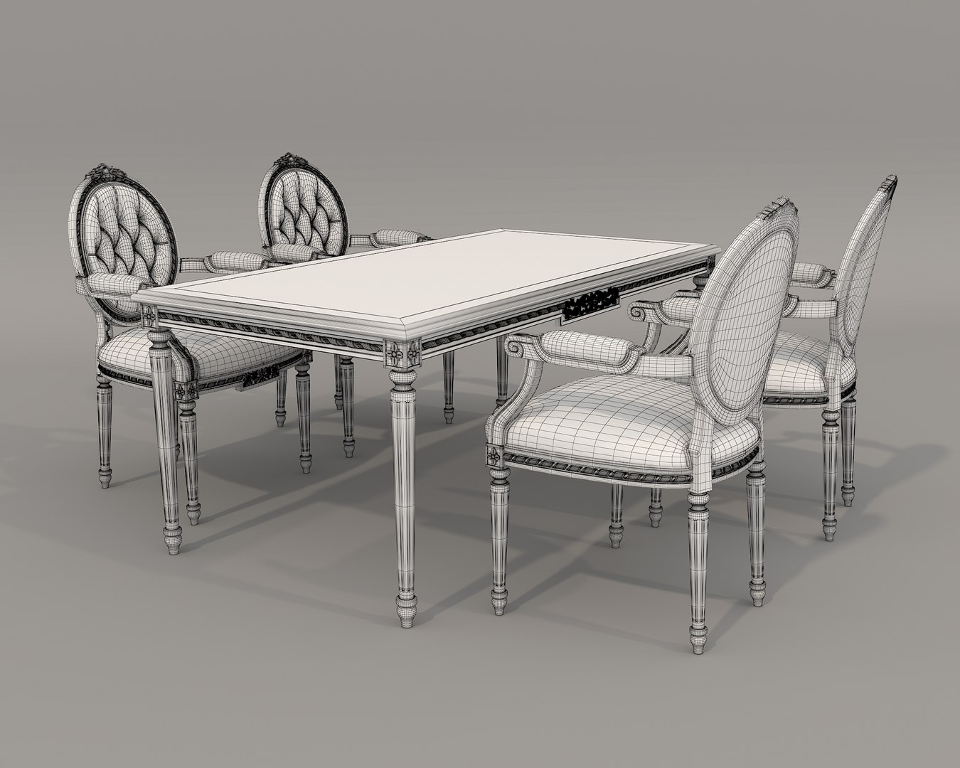 3D Classic European Style Dining Table And Chairs 41 Model - TurboSquid ...