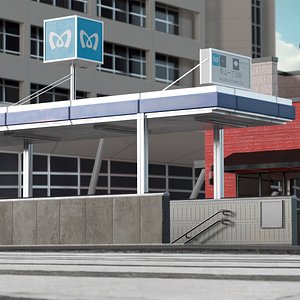 3D Modern Tokyo Subway Entrance