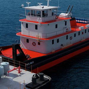 Tugboat Vessel Red 3D