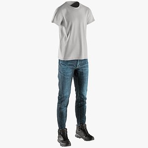 Men's Pants with Boots and Tshirt 7