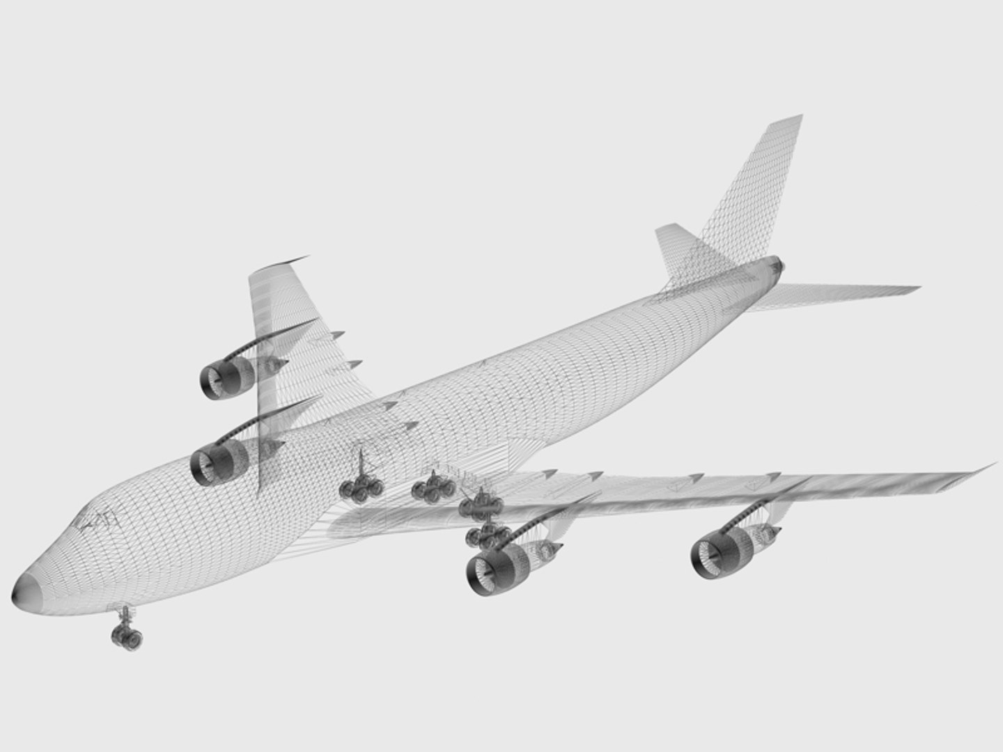 3d Commercial Airplane B 747-200 Model