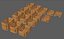 Set wooden boxes of different heights and pallets