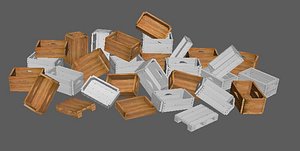 wooden boxes different heights 3D model