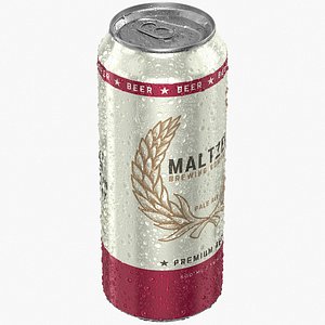 3D Standard Beer Can With Droplets 500ml model