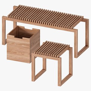 3D model Cutter Bench Stool Design by Niels Hvass