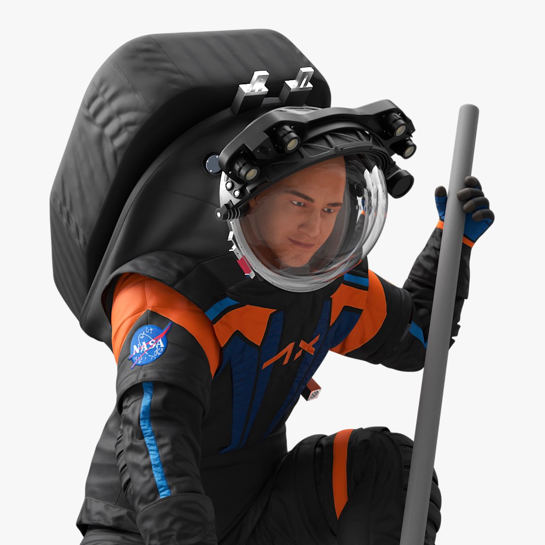 Next Gen NASA Axiom Spacesuit on Astronaut Crawling Pose 3D model preview