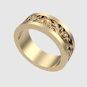 Ornate Scrollwork Band Ring JDBCo 3D model