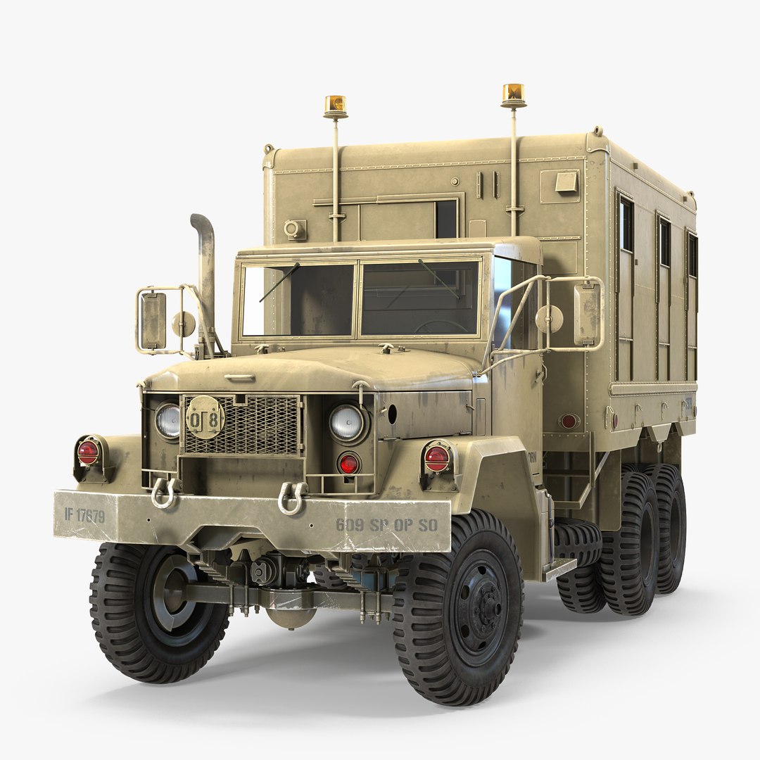 M109 Shop Van Desert Rigged 3D Model 3D model preview