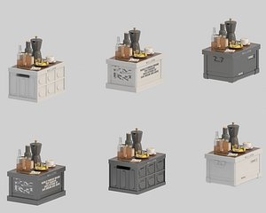 3D Outdoor camping bins drinks model
