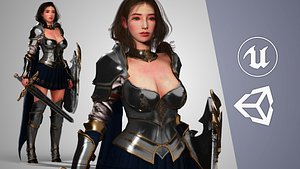 Knight Woman - GameReady model