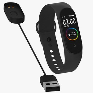 3D Mi Band 4 Fastened With Charger model