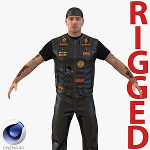 Biker Man Rigged for Cinema 4D 3D Model