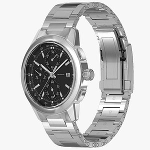 Chronograph Watch Steel Bracelet Closed 3D model