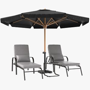 Detailed Lawn Chair With Umbrella model