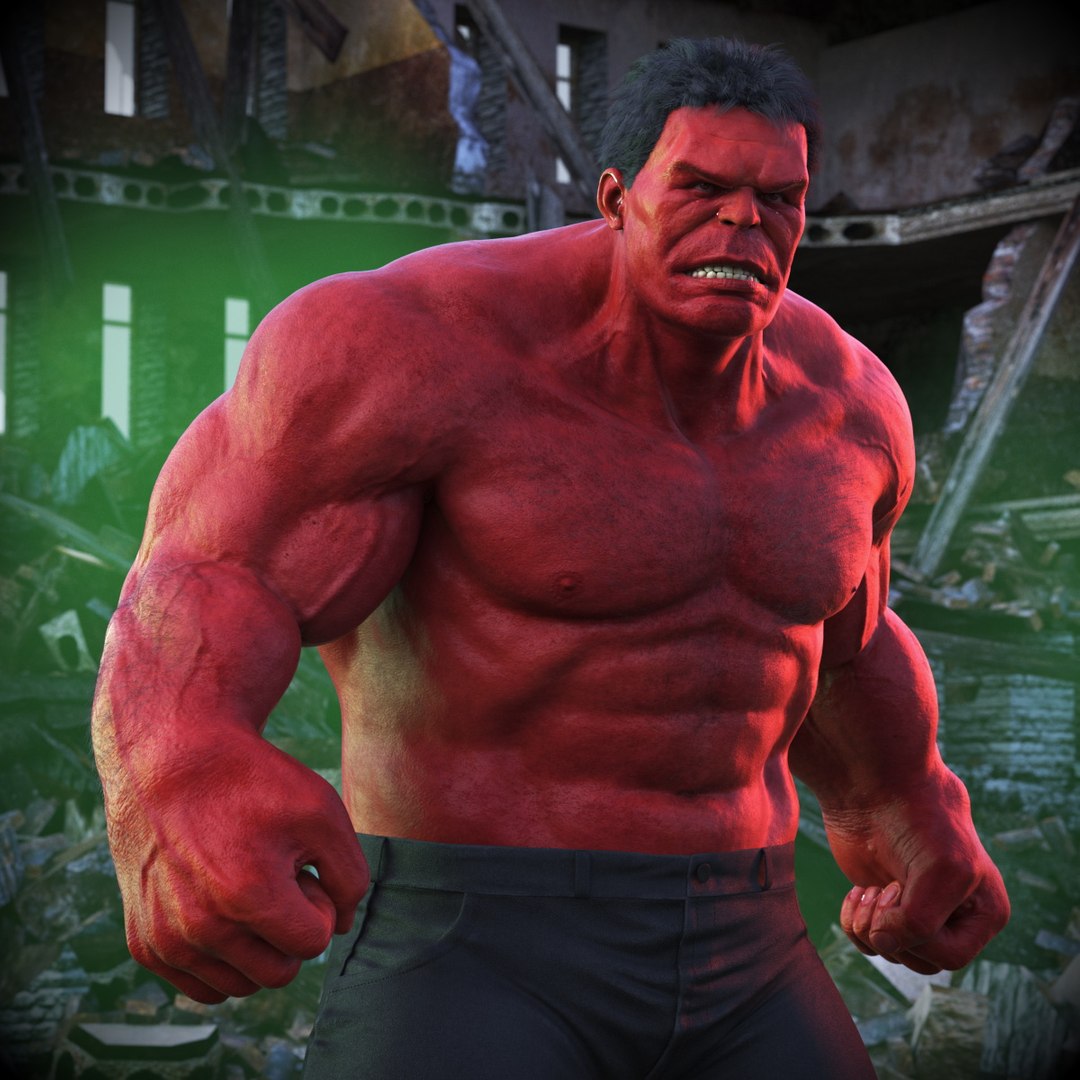Red Hulk Fur for Maya Rigged 3D model preview