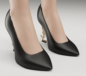 Saint Laurent paris opyum leather high heels 3D model