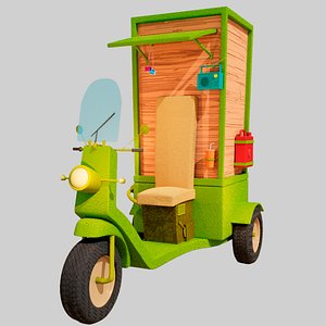 Cartoon Scooter Low Poly 3D Model