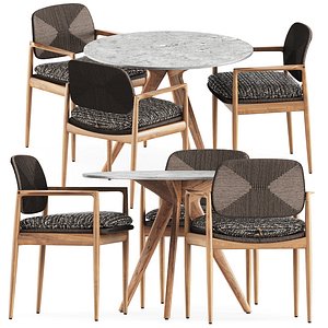 Yoko Cord Outdoor Dining chair and Teak nero table CF 100