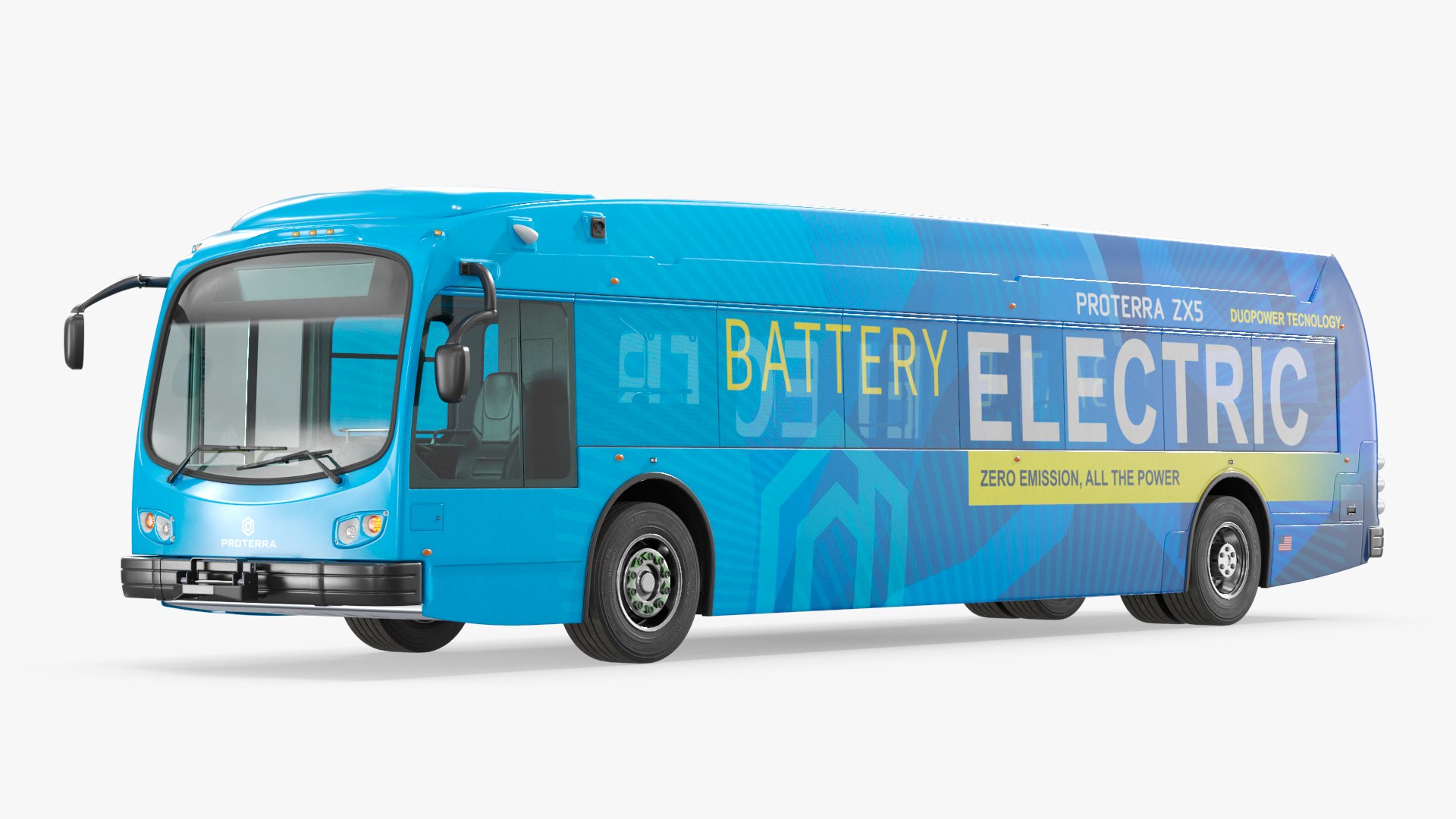 Proterra ZX5 Battery Electric Bus Blue Rigged 3D model preview