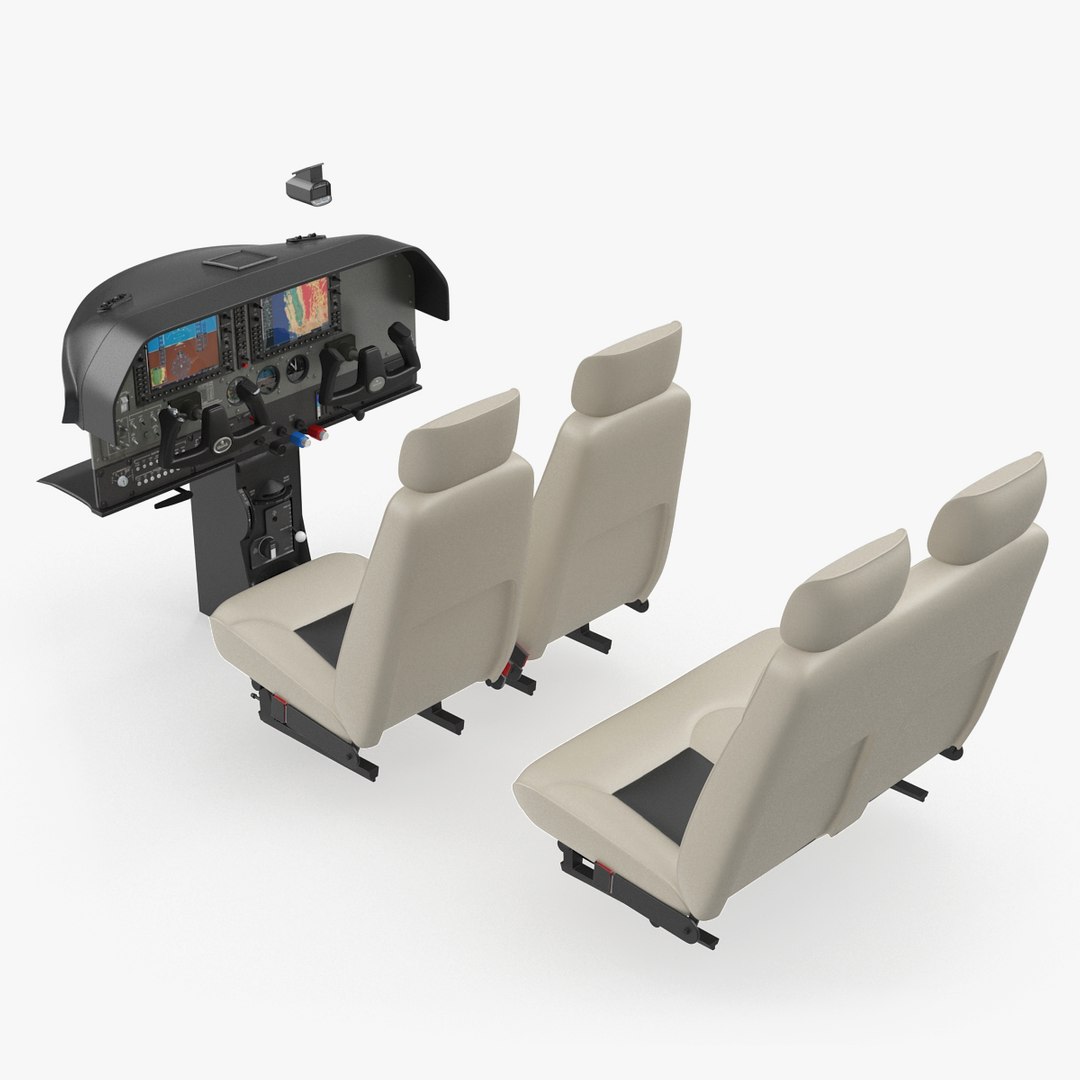 Light Airplane Cabin 3D model preview