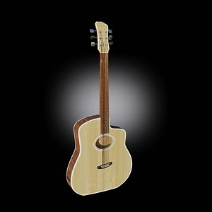 3D Acustic guitar low-poly PBR game ready model