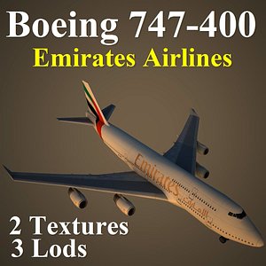 boeing 747-400 uae 3d max