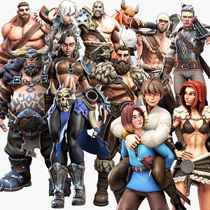 3D model Warrior - Barbarian - Elf Archer - Tiefling - Bot - Teen - Kid - 12 in 1 Mega Bundle
