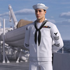 3D US Navy Sailor Standing Pose model