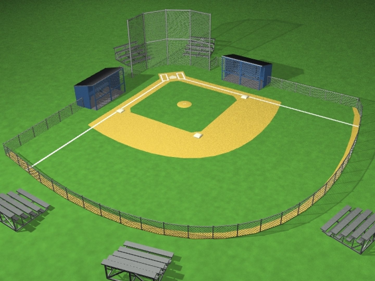 3d little baseball field bases model