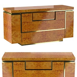 Burr Wood Sideboard Attributed 3D