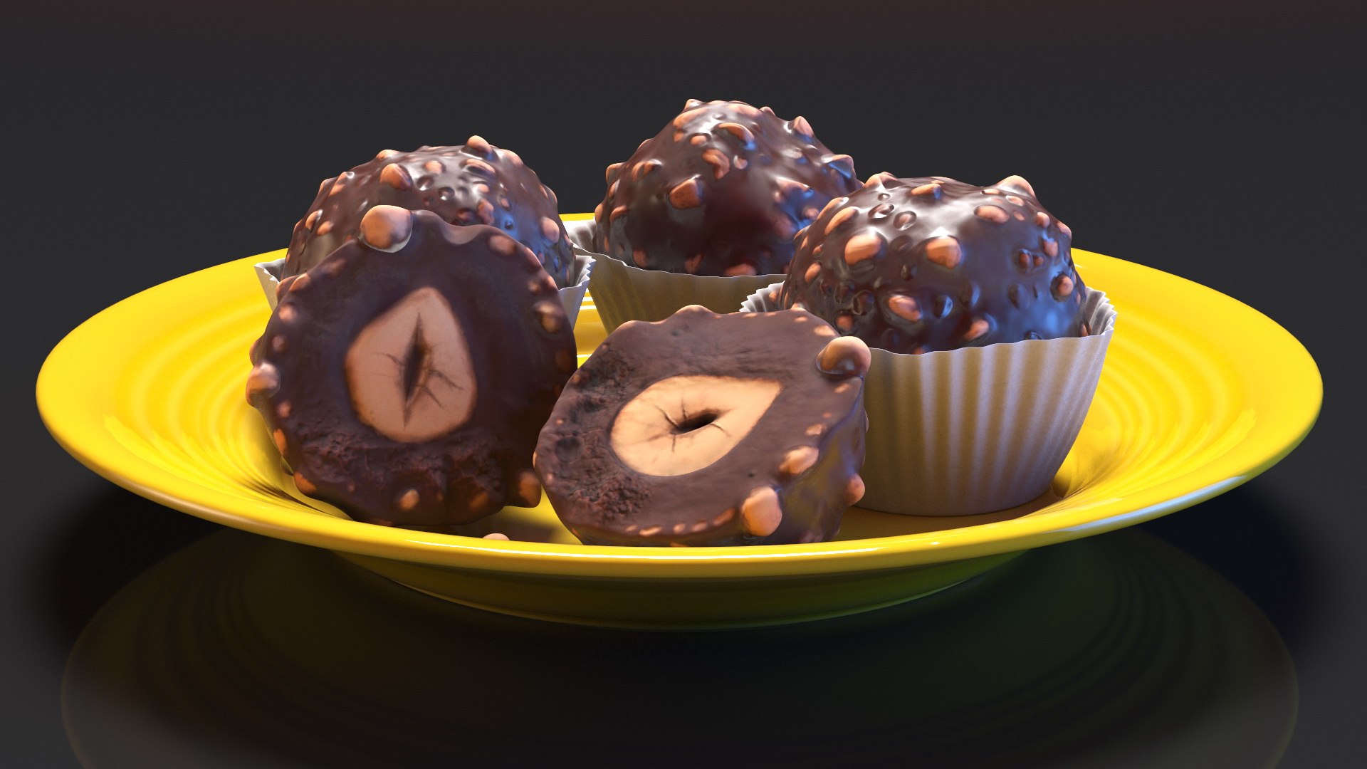 3D Chocolate Hazelnut Truffle - TurboSquid 2133329