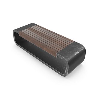 Weathered Outdoor Park Bench 25