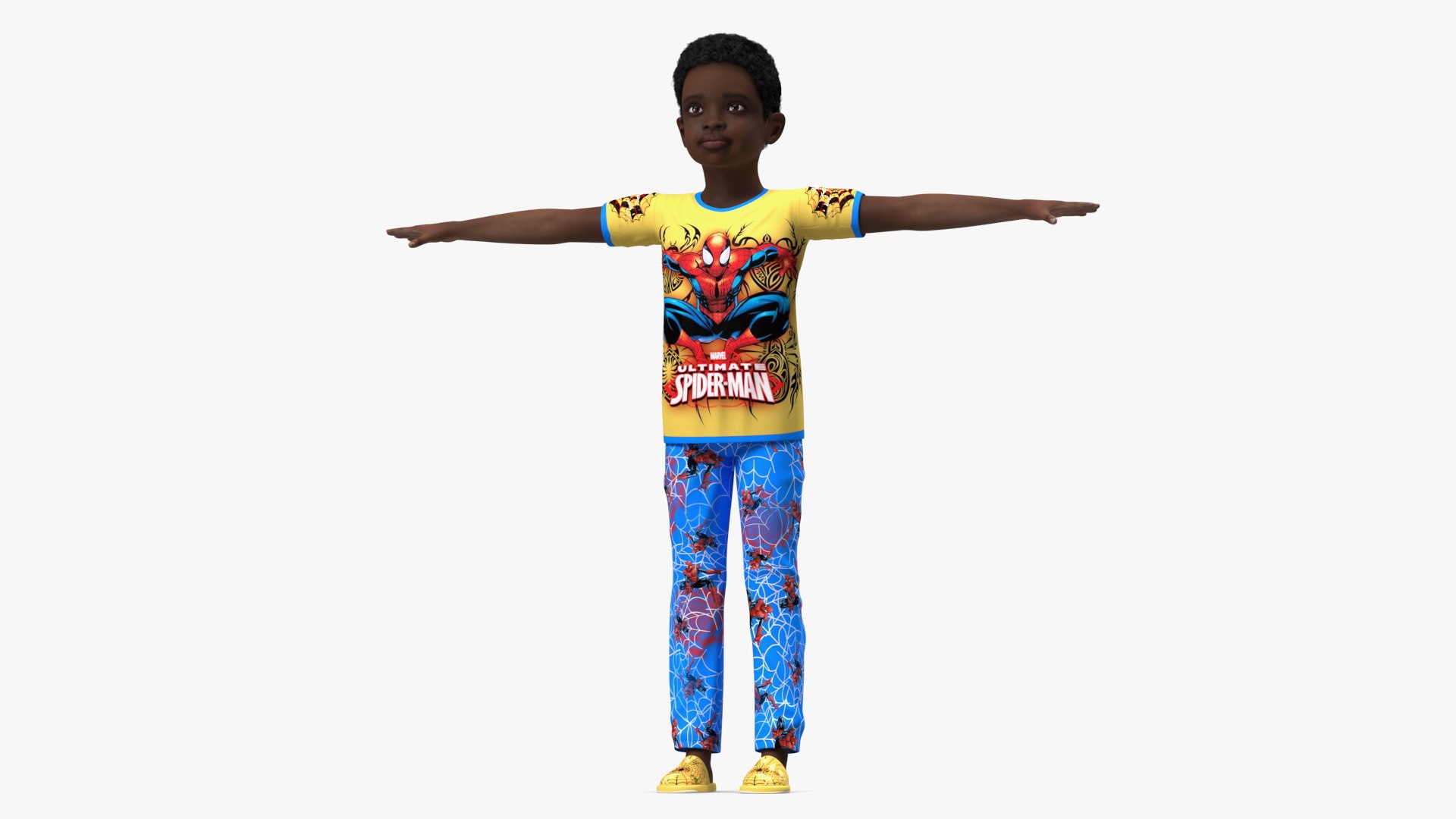 Black Child Boy Home Style Rigged 3D model preview