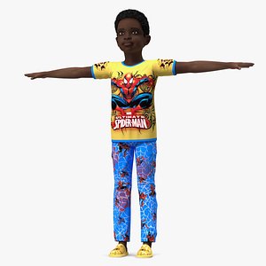 Black Child Boy Home Style Rigged 3D model