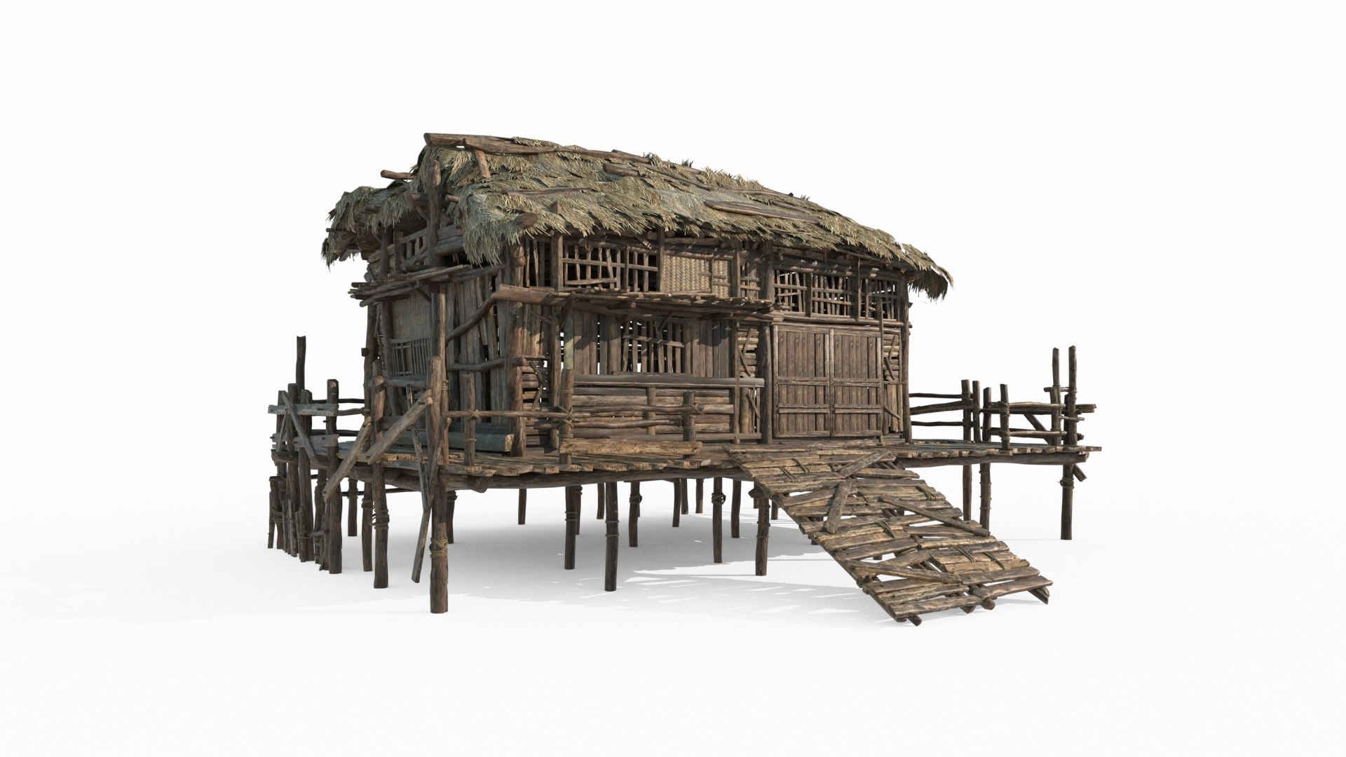 3D Asian Ancient Architecture Village Thatched Hut - TurboSquid 2368162