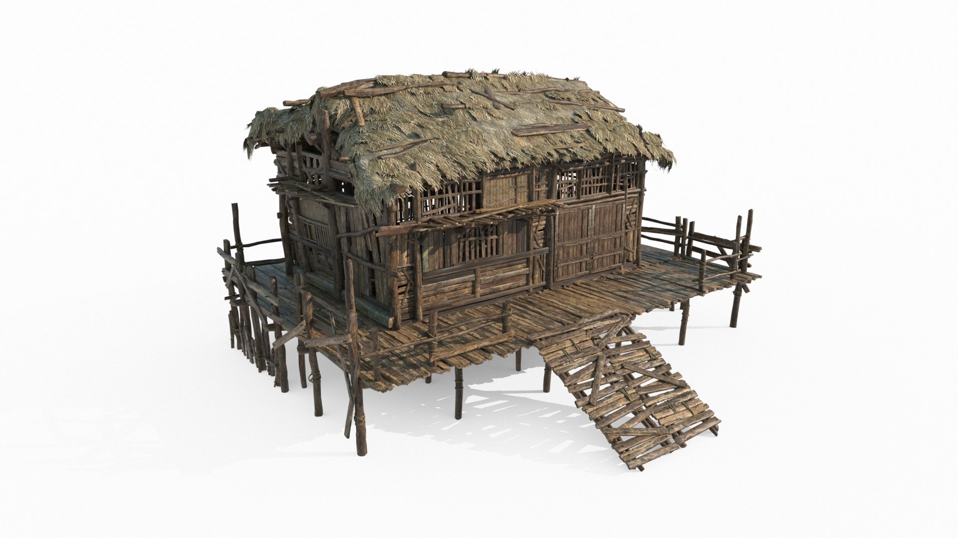 3D Asian Ancient Architecture Village Thatched Hut - TurboSquid 2368162