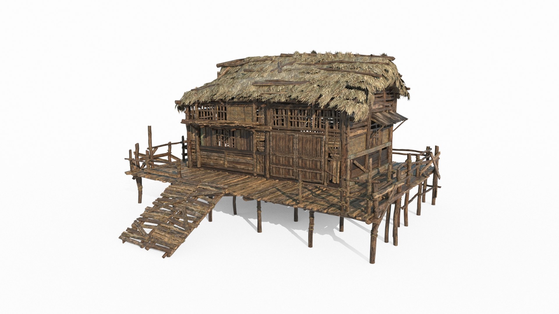 3D Asian Ancient Architecture Village Thatched Hut - TurboSquid 2368162