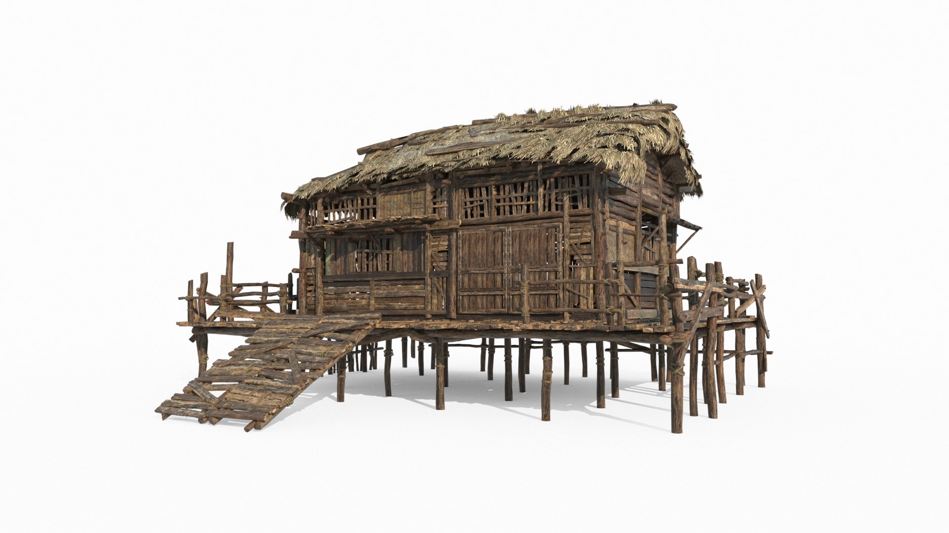 3D Asian Ancient Architecture Village Thatched Hut - TurboSquid 2368162