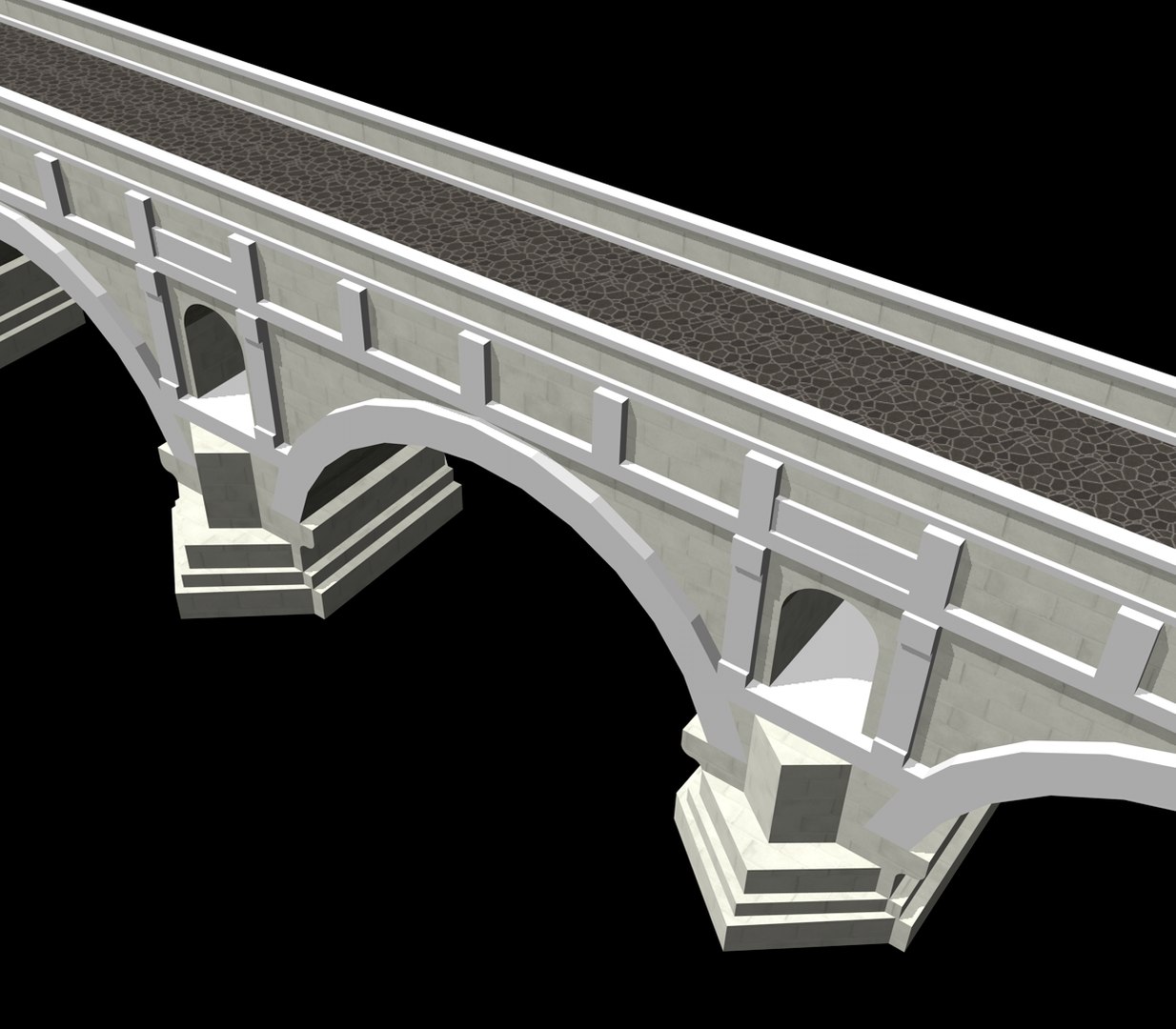 3d Multi-arch Stone Road Bridge Model