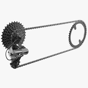 Bicycle Derailleur with Chain