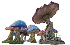 3D Fantasy Mushroom Pack - 10 Detatiled High-Poly Models model