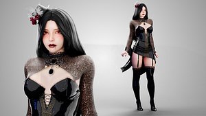 3D Gothic Vampire Girl - GameReady model