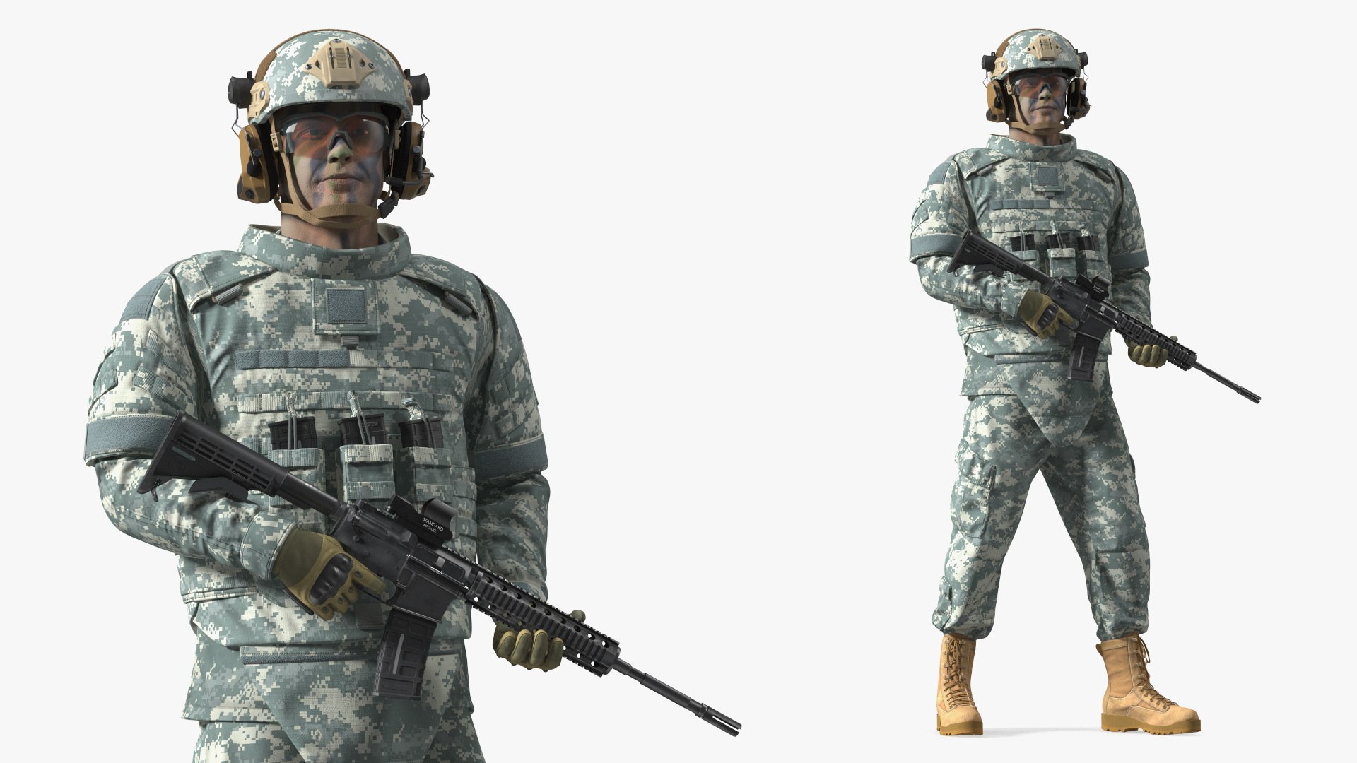Soldier in Grey Tactical Gear Fur Rigged 3D model preview
