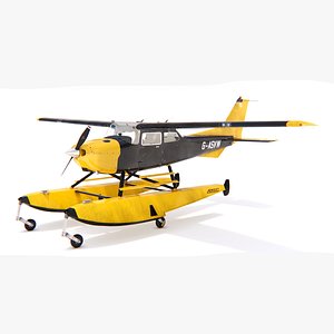 Seaplane with Pontoons Rigged for Cinema 4D