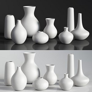 restoration matte white glass vase 3D model