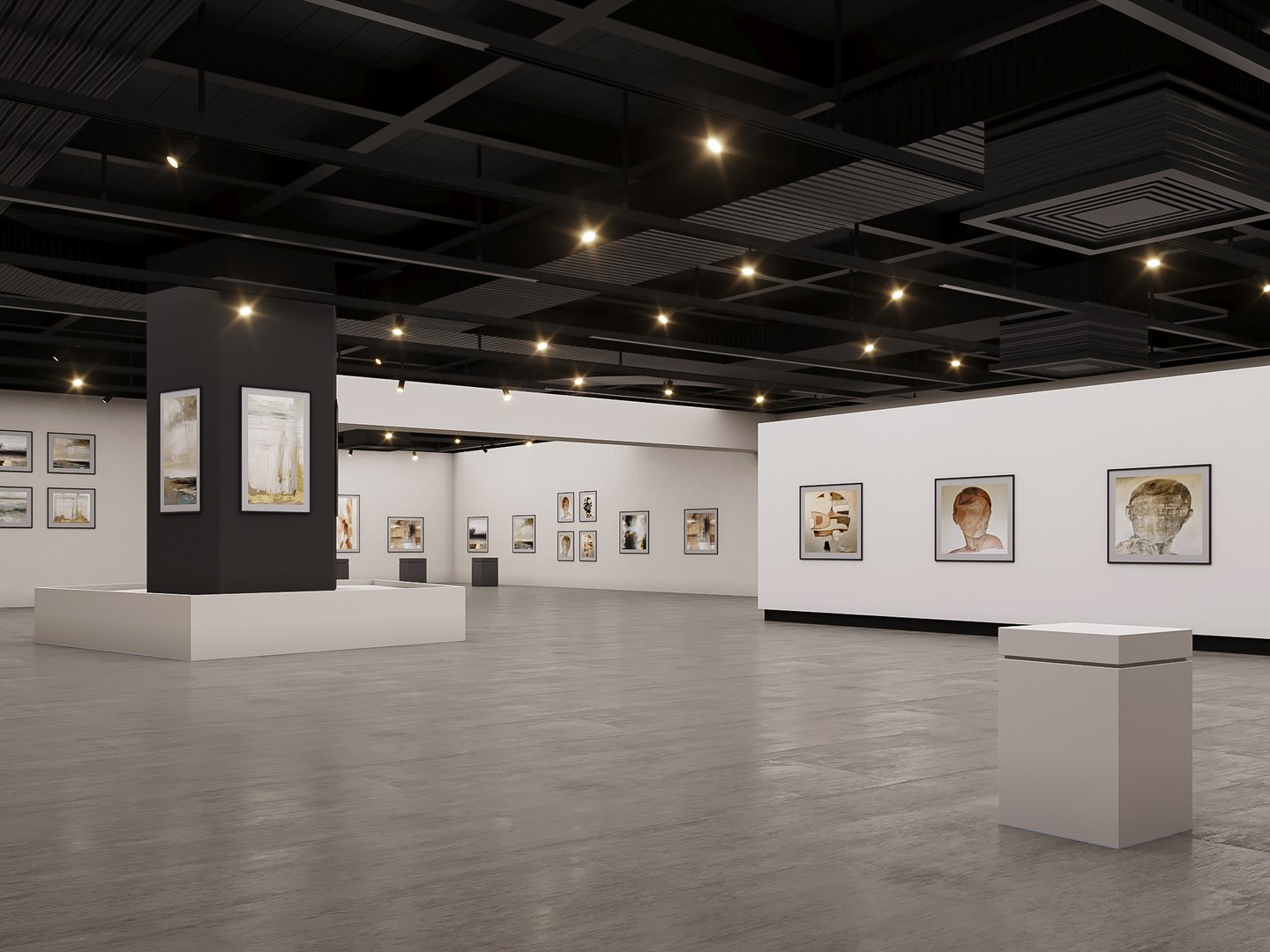Low Poly Gallery Hall 02 3D - TurboSquid 2139115