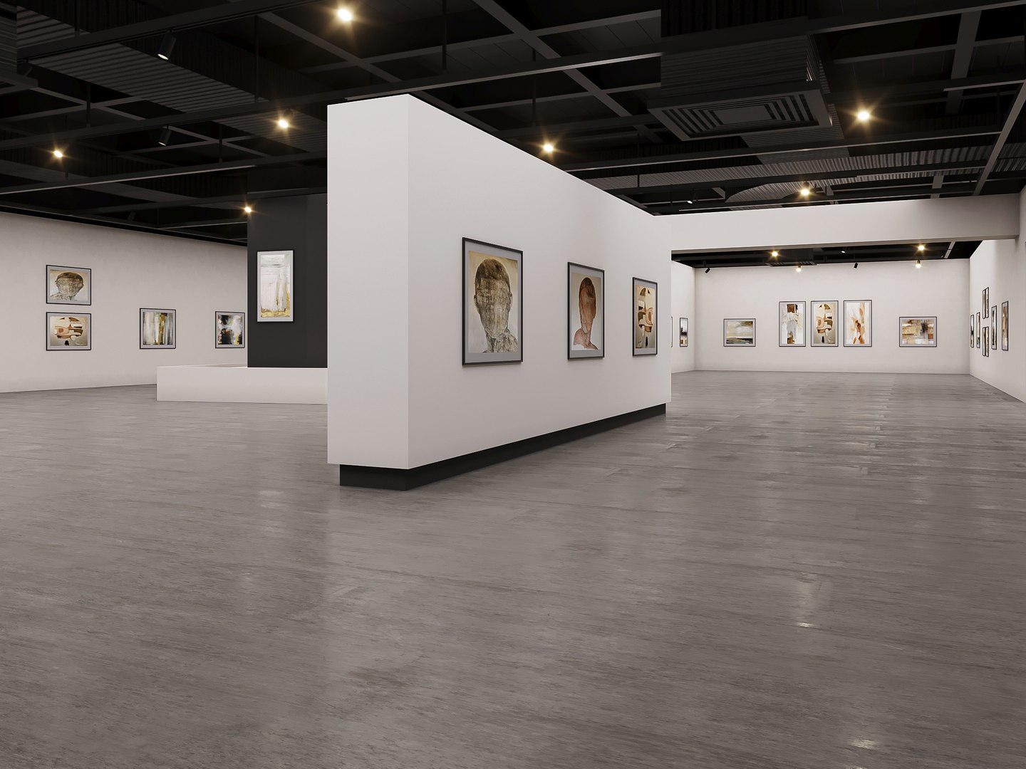 Low Poly Gallery Hall 02 3D - TurboSquid 2139115