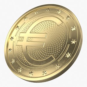 Euro Gold Coin 1 3D model