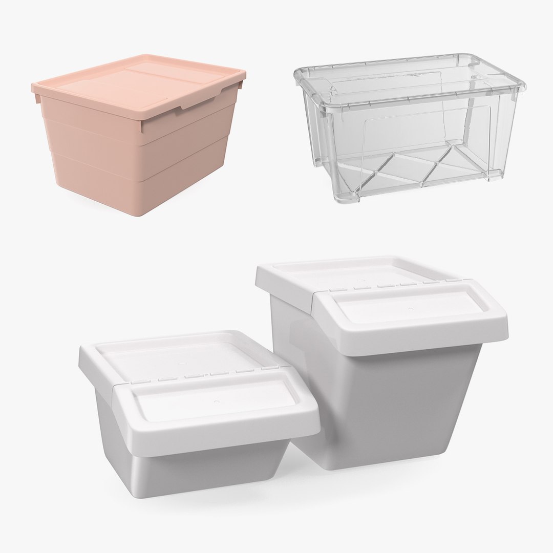 Storage Containers with Lid Collection 3D model preview