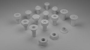 3D Bolt And Nut Collection